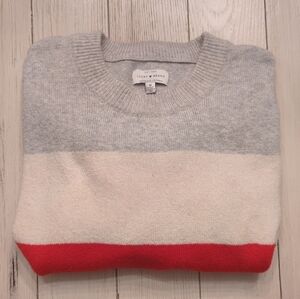 Lucky Brand Soft Ladies Medium L/Sleeve Red White & Gray Warm Scoop Neck Sweater